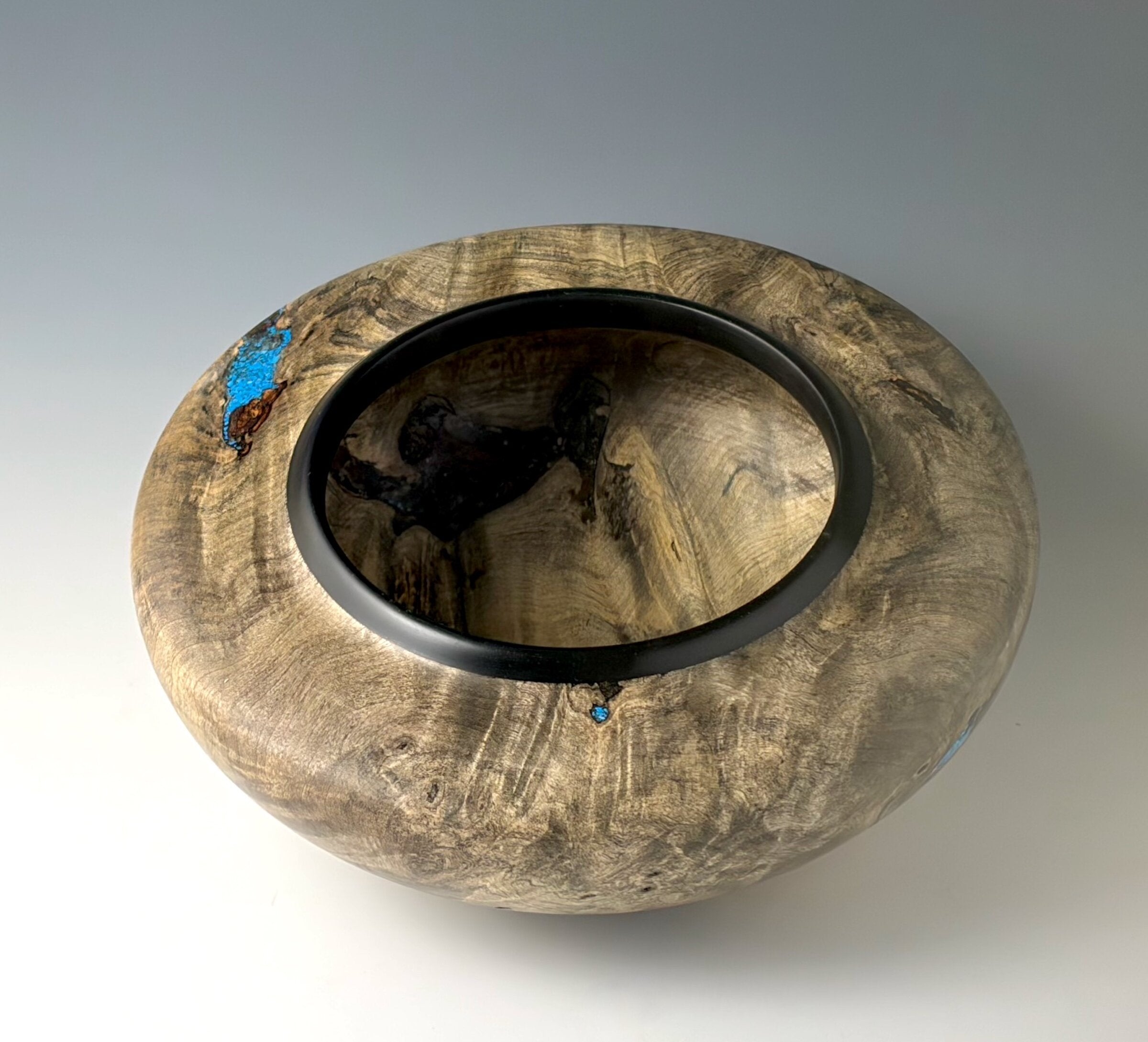 Vessel Turned from Buckeye Burl, African Blackwood Inlay