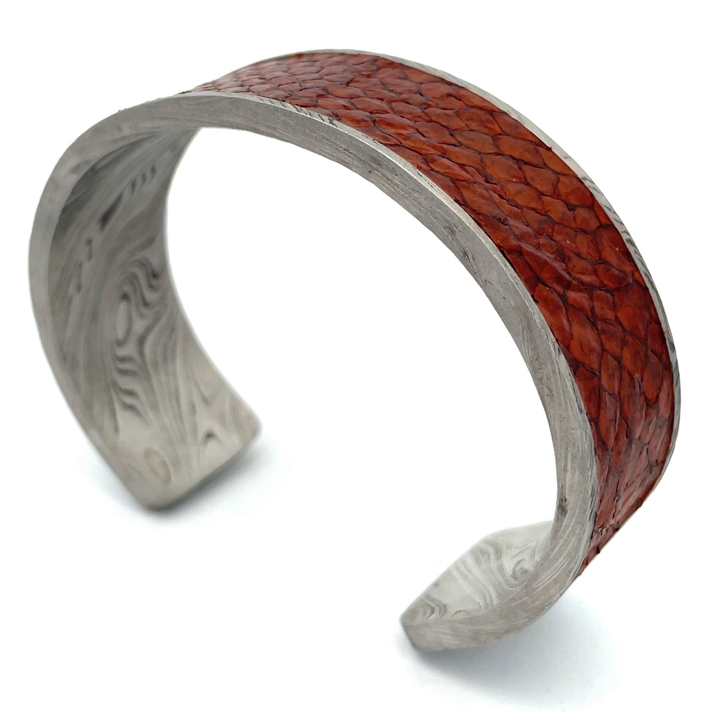 Inversa Silverfin Damascus Steel Cuff