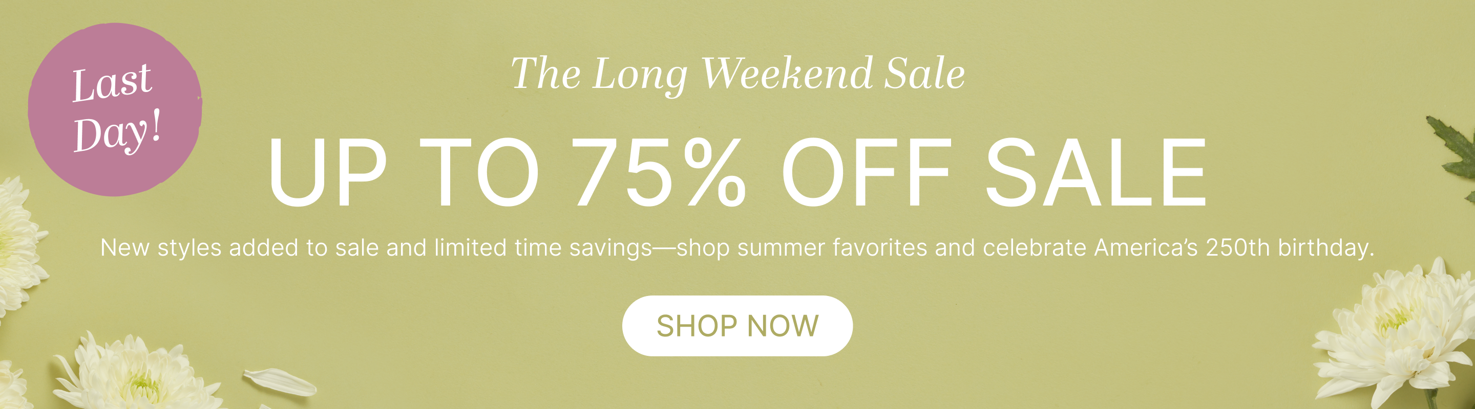 The Long Weekend Sale Up to 75% Off Sale