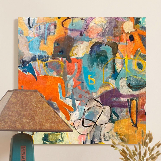 Abstract Painting with Lamp