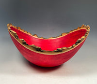Natural Edge Dyed White Ash Bowl in Red
