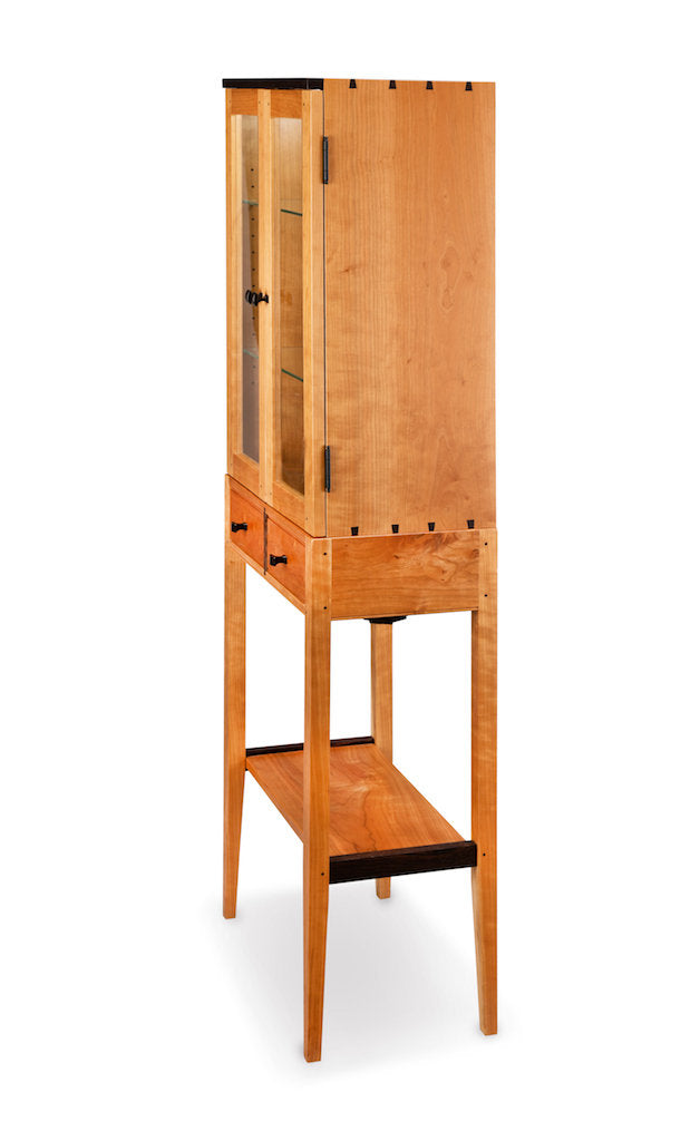 Tall Cherry Display Two Door Cabinet