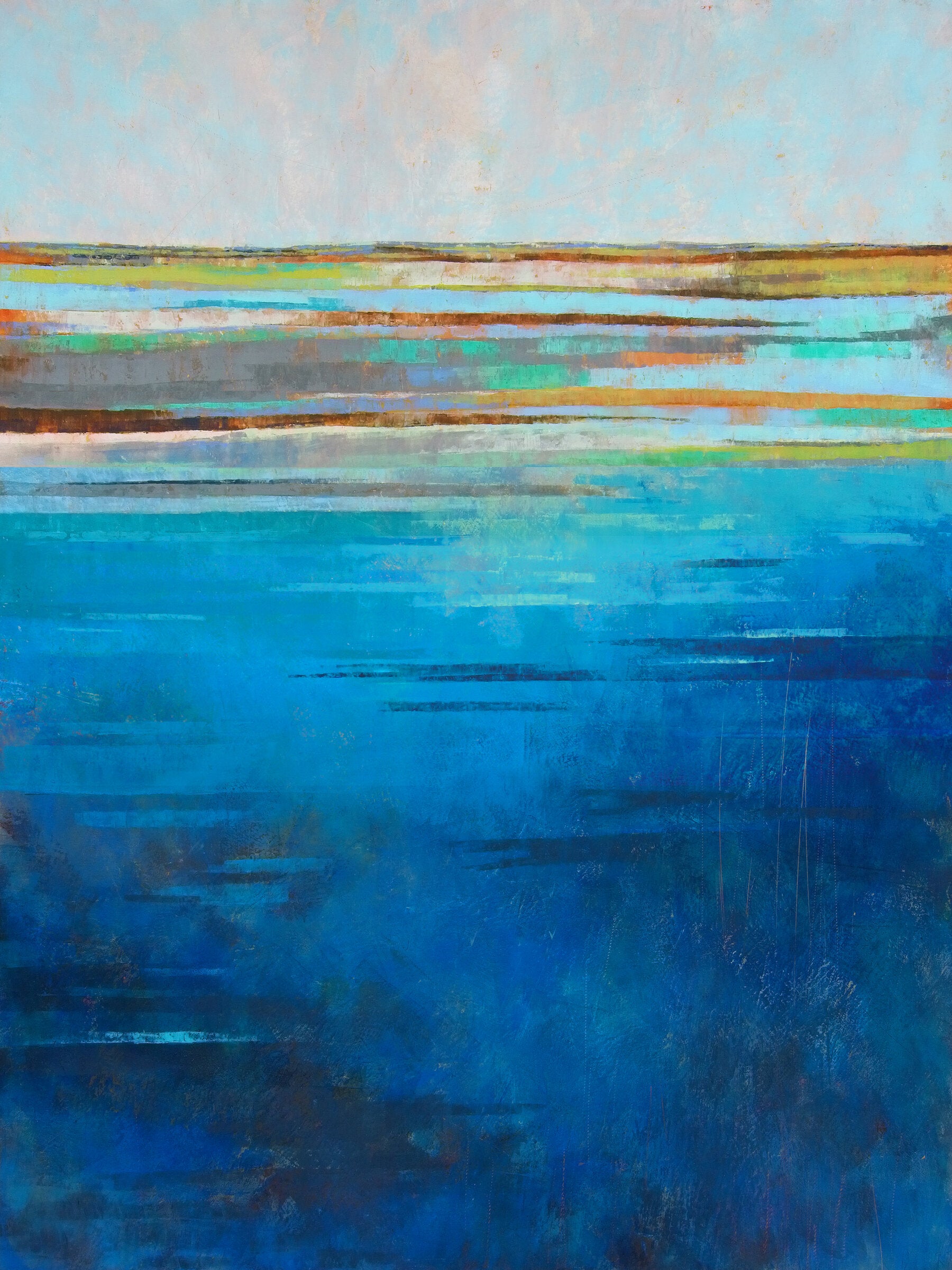 "Blue Zones" contemporary abstract landscape, 30x40"