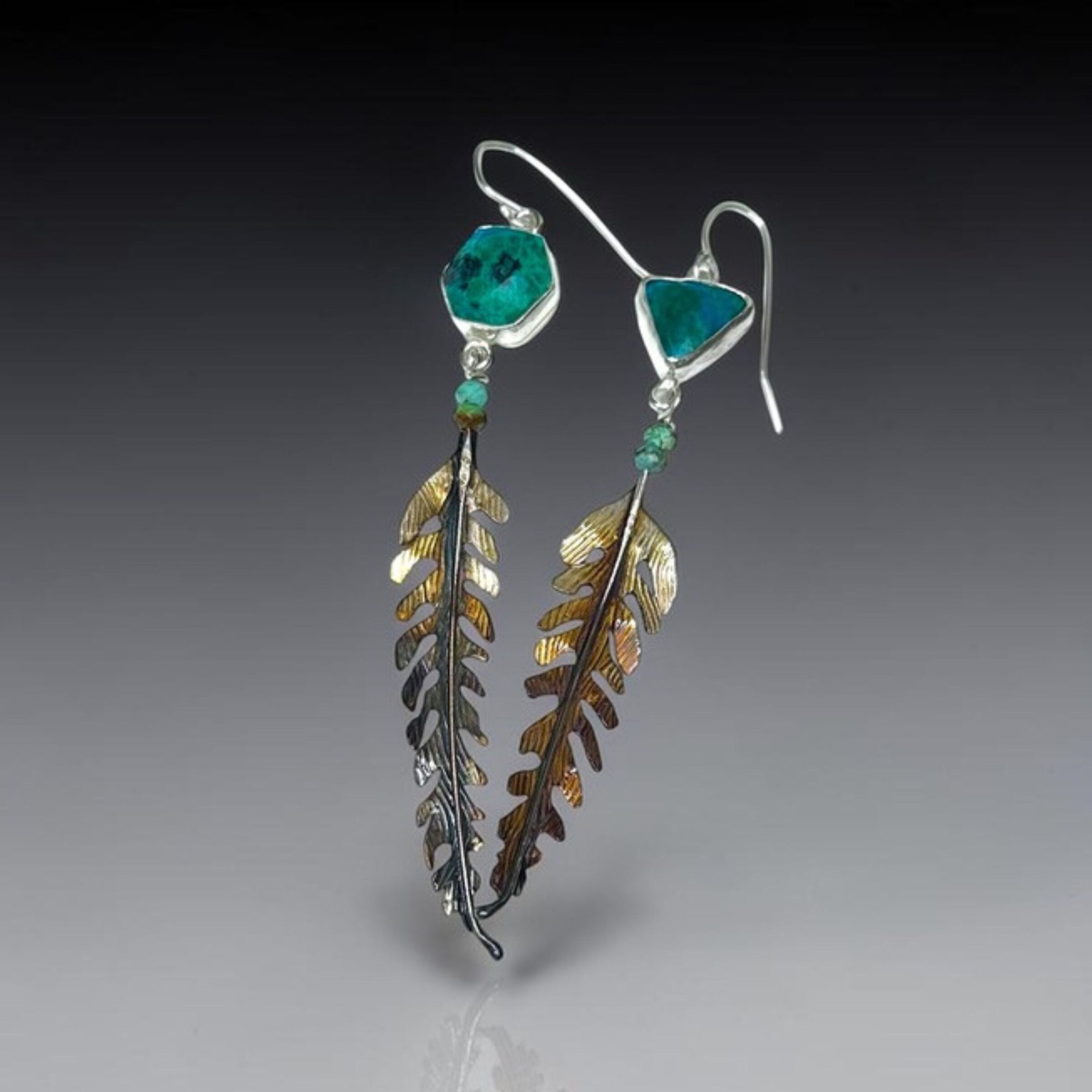 Chrysoprase & Fern Dangle Earrings