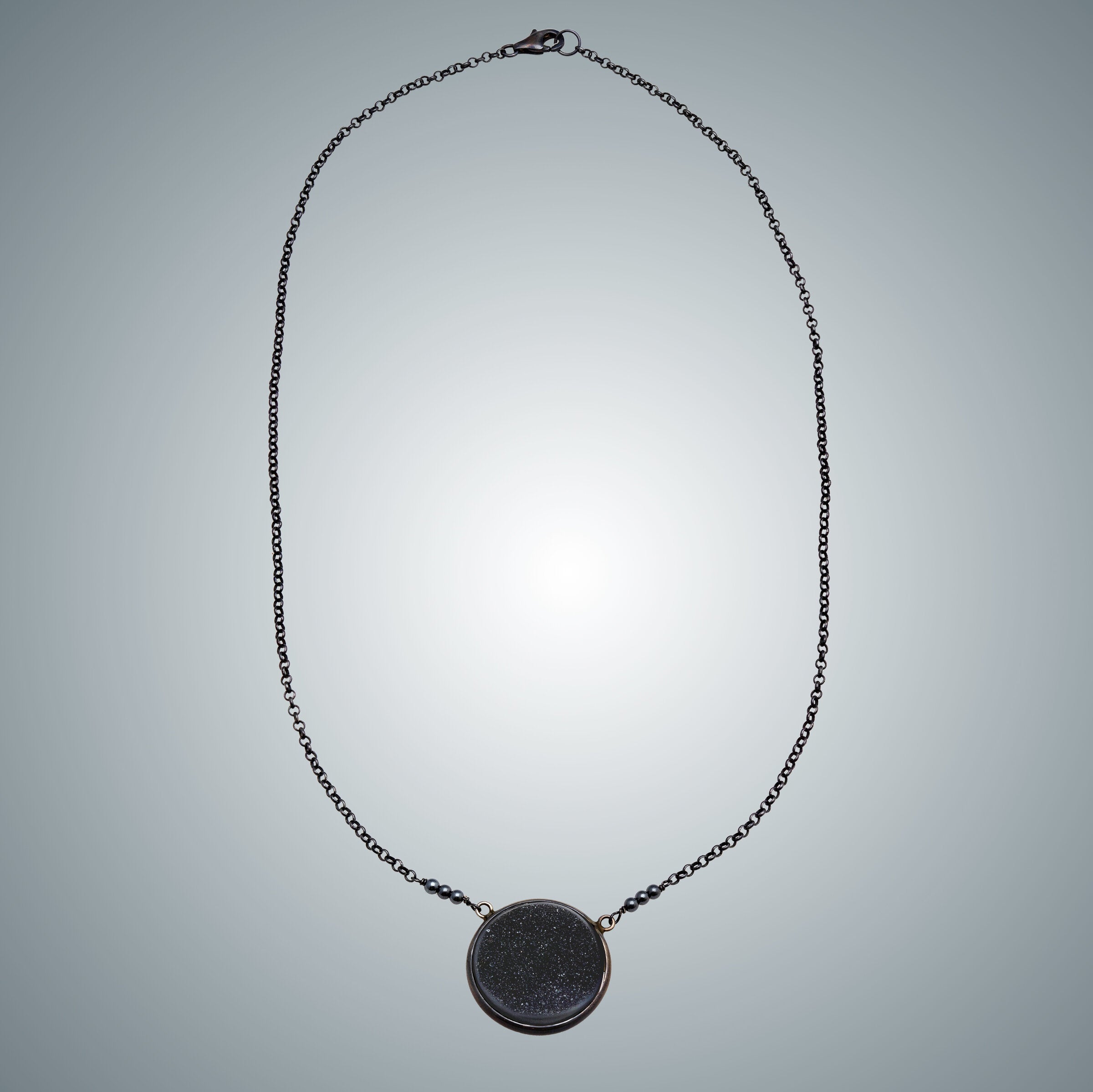 Black Druzy Quartz Pendant