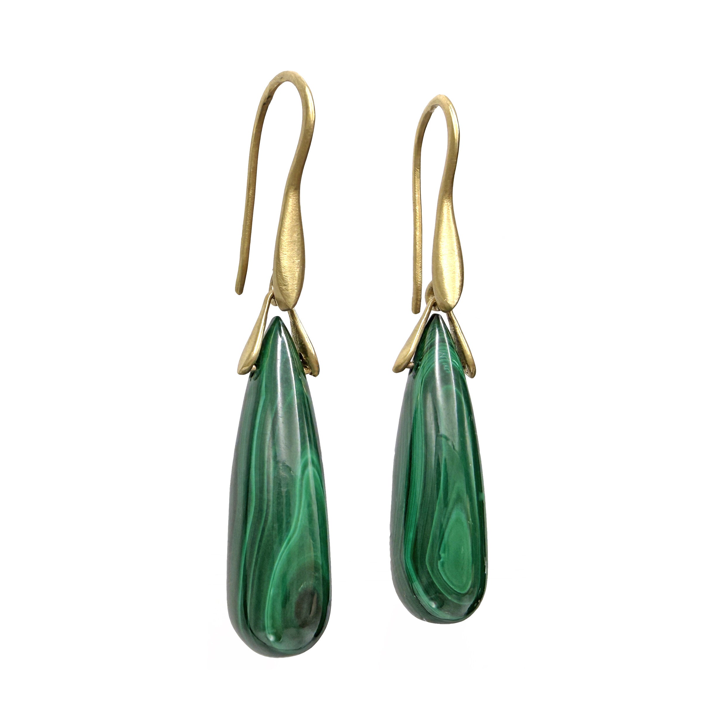 Malachite Briolette Trapeze Earrings