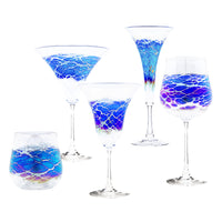left to right: stemless wine, martini, venetian wine, flute, wine