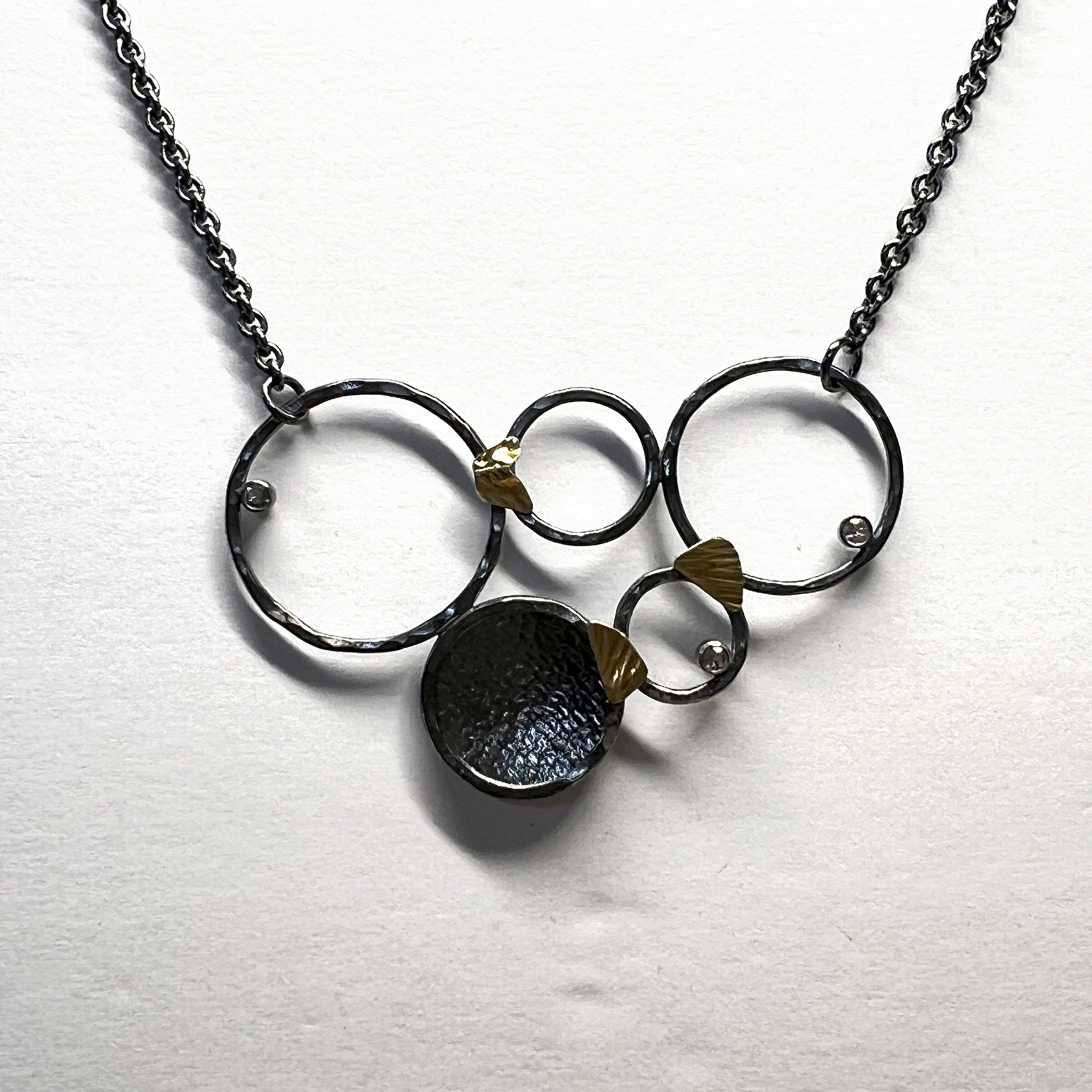 White Sapphire Five Circles Necklace