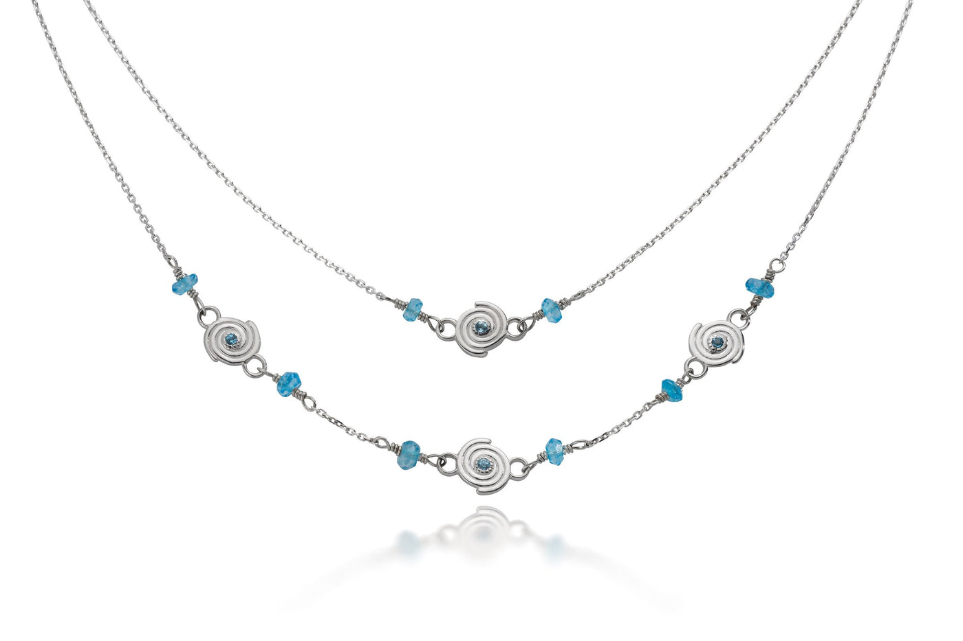 Single Galaxy Necklace on top, triple galaxy necklace on bottom