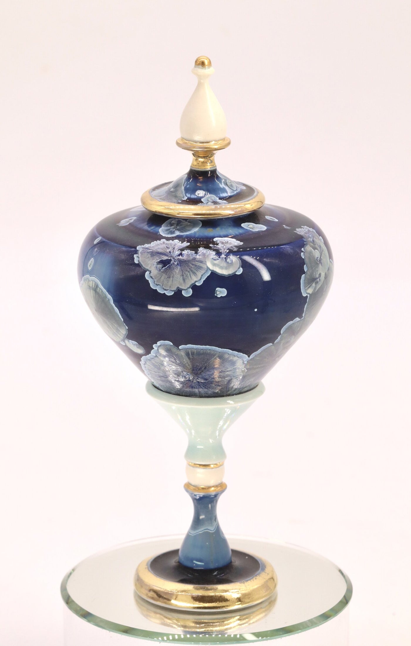Miniature Blue & Gold Crystalline Jar