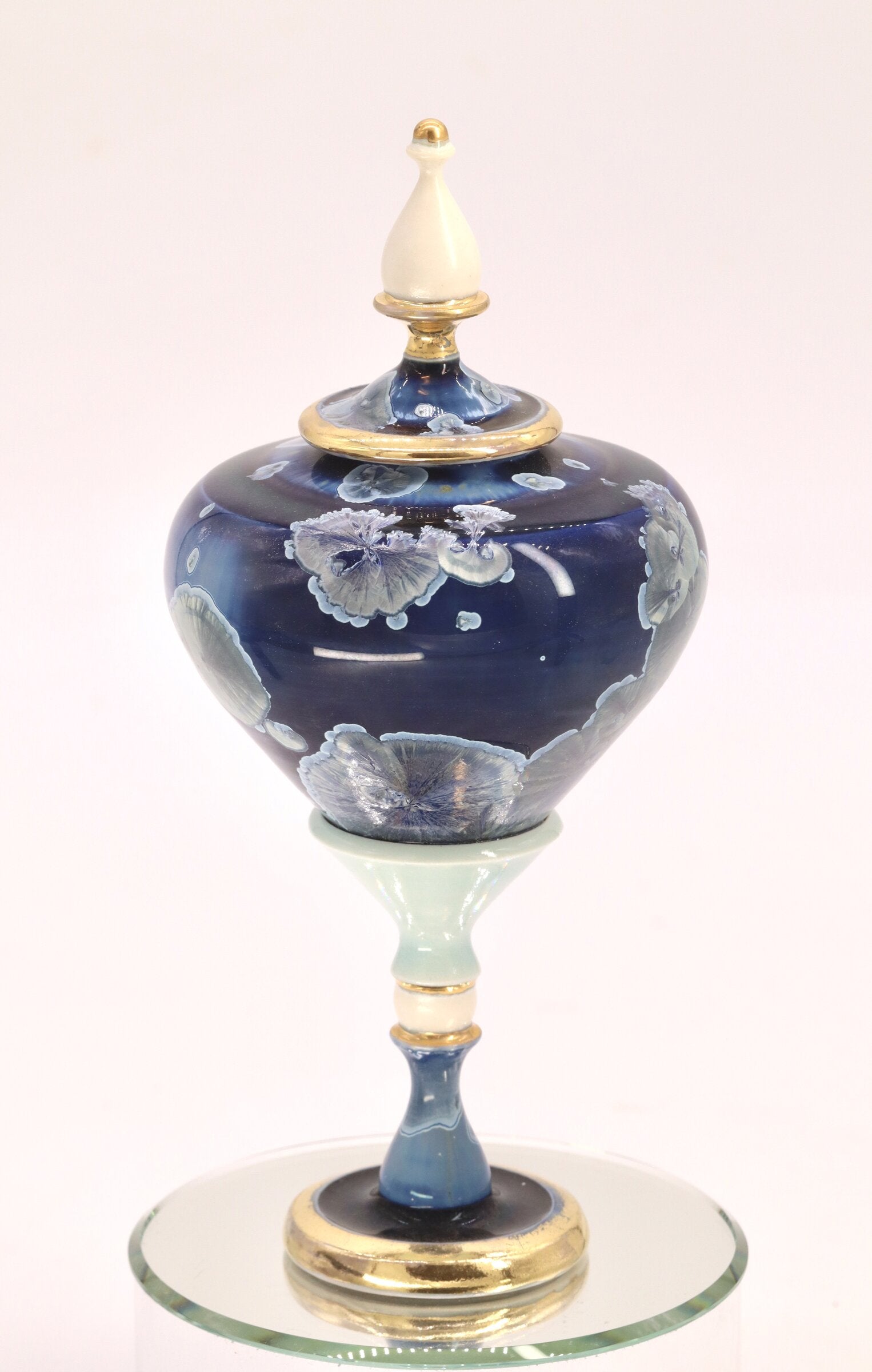 Miniature Blue & Gold Crystalline Jar
