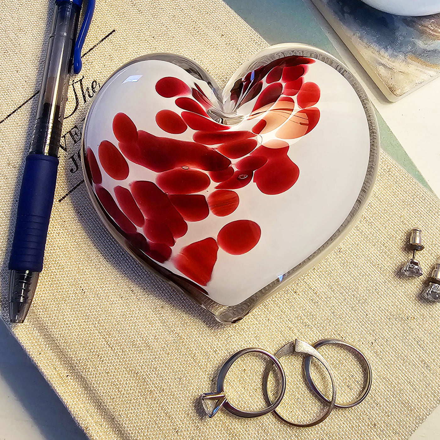 Forget-Me-Not Heart Paperweight