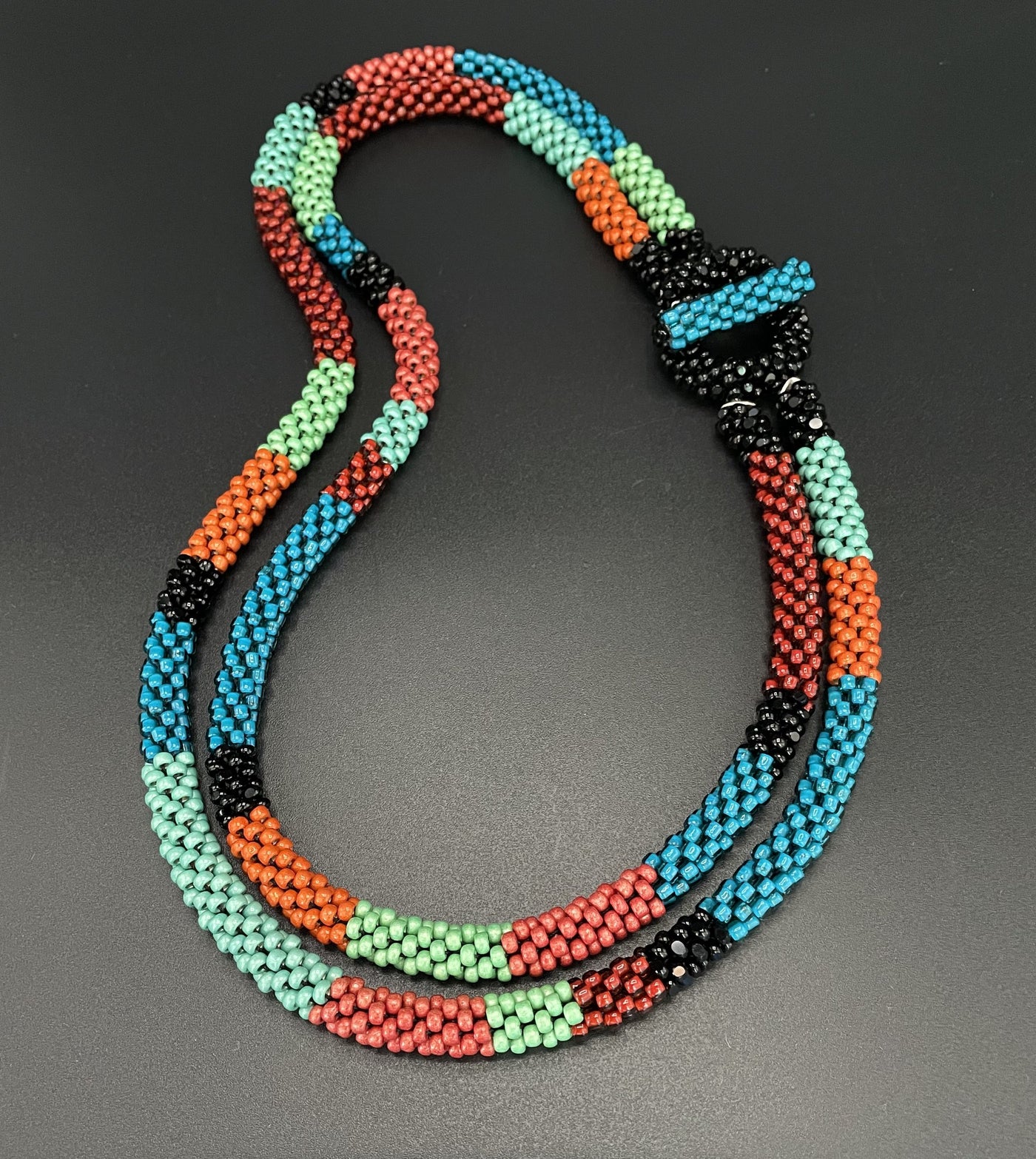 Crocheted Minty Orange Necklace