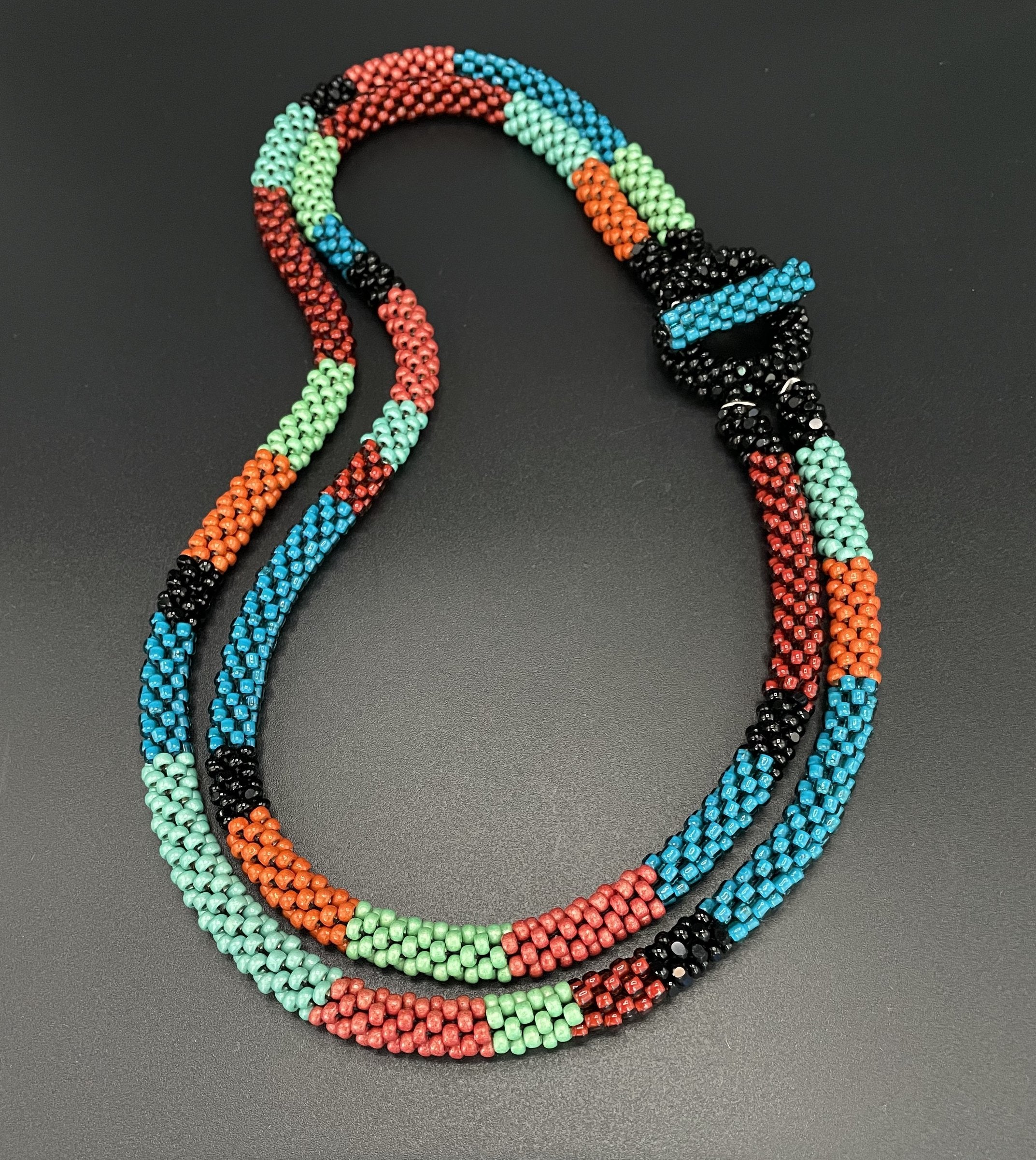 Crocheted Minty Orange Necklace
