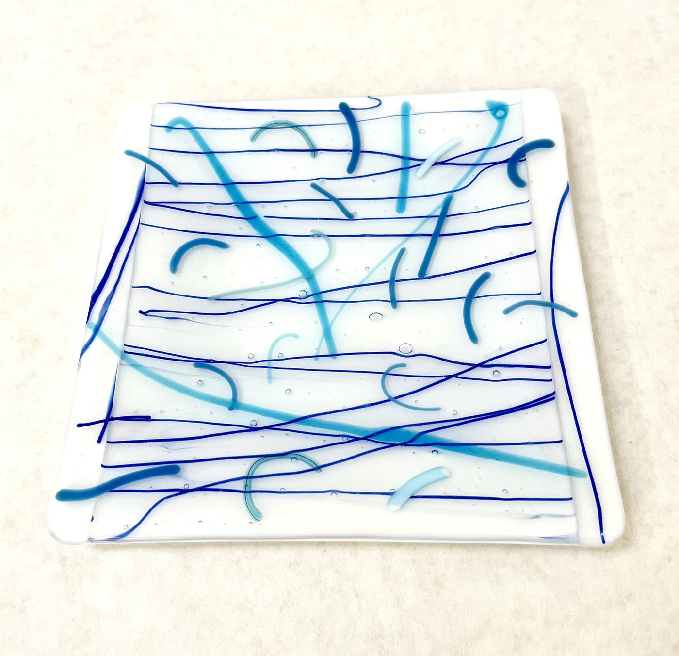 Blue & White Stripes and Curves Plate