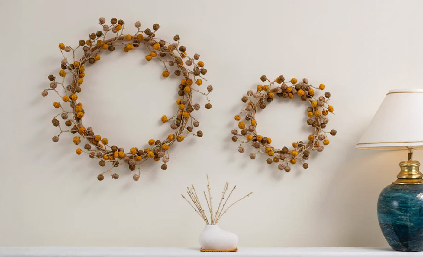 Golden Silk and Cotton Kantha Wreath