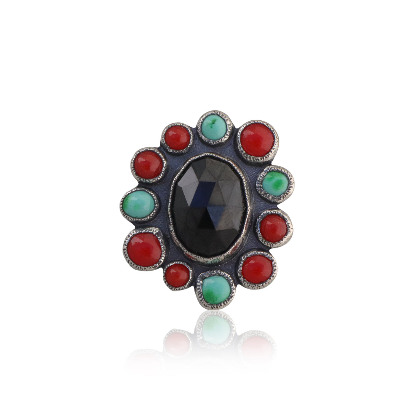 Black Spinel Flora Ring