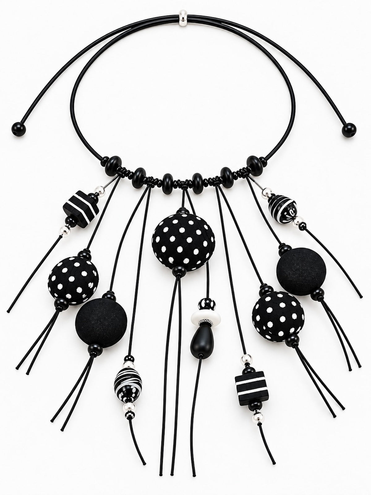 Black & White Cascade Silk Necklace