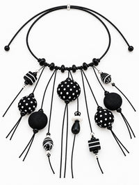 Black & White Cascade Silk Necklace