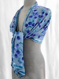 Burnout velvet purple Roses scarf 
