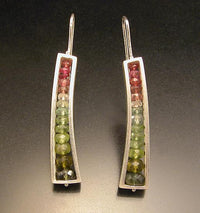 Slender Wedge Earrings in Watermelon Colors