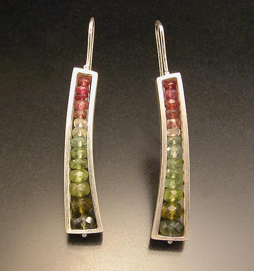 Slender Wedge Earrings in Watermelon Colors