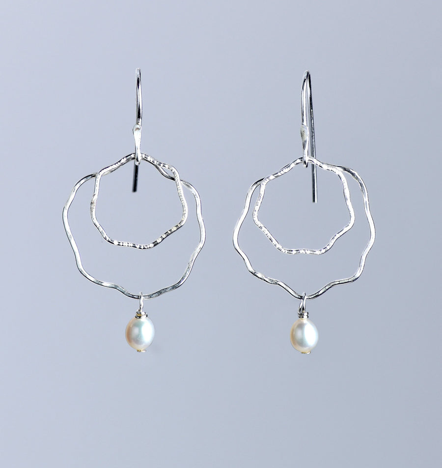 Small Pearl Blossom Drop Earrings