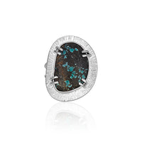 Turquoise Textured Frame Ring