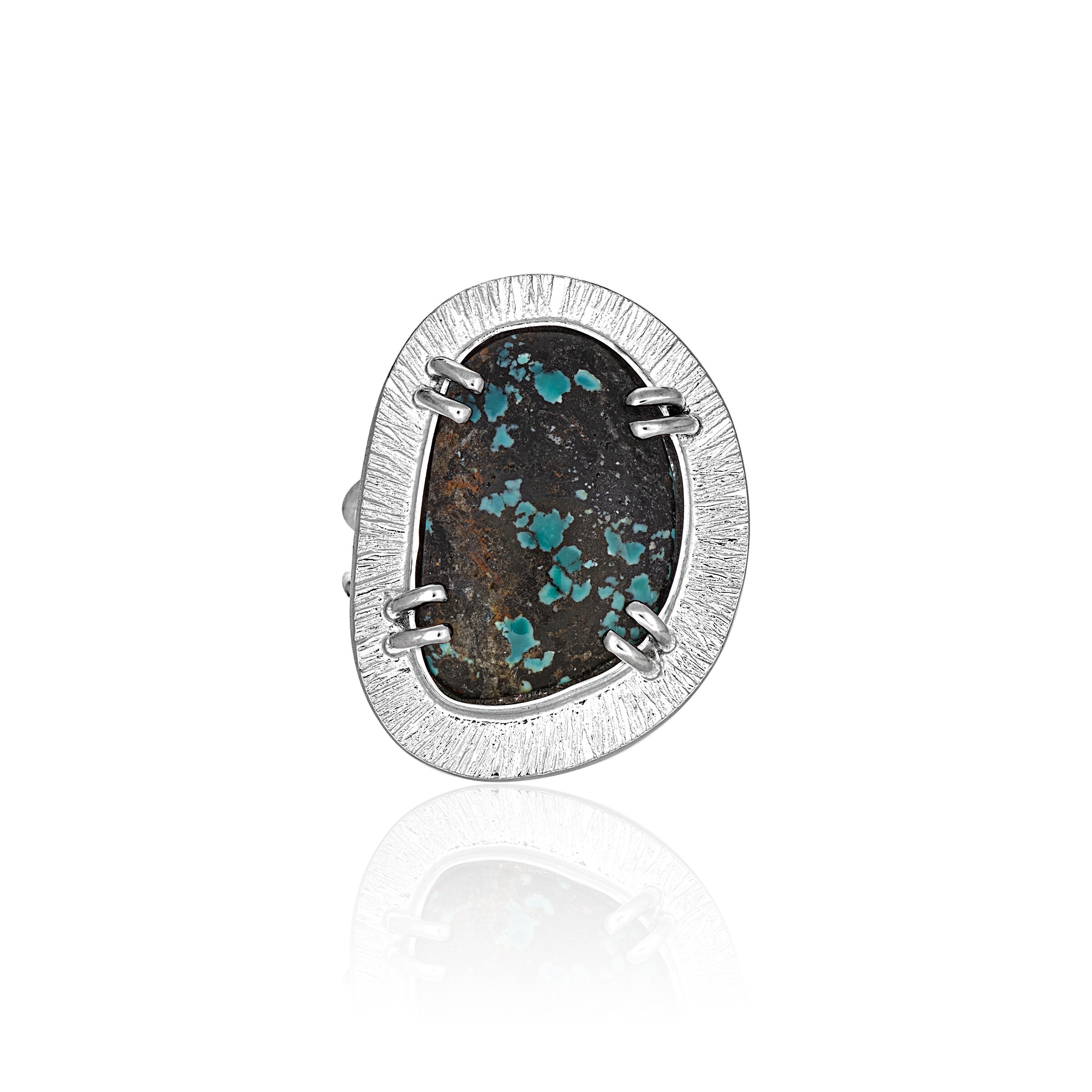 Turquoise Textured Frame Ring