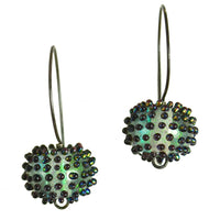 green with oxidized sterling silver ear wires