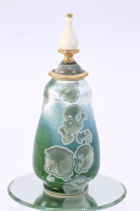 Miniature Crystalline Green and Gold Jar