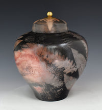 Saggar-Fired Urn with Brass and Bamboo
