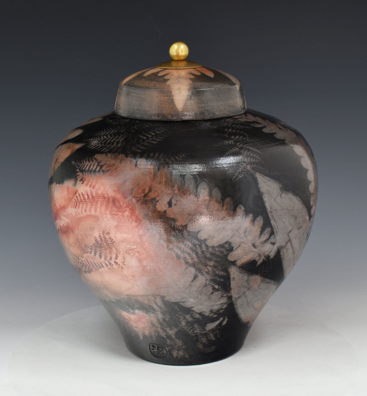Saggar-Fired Urn with Brass and Bamboo