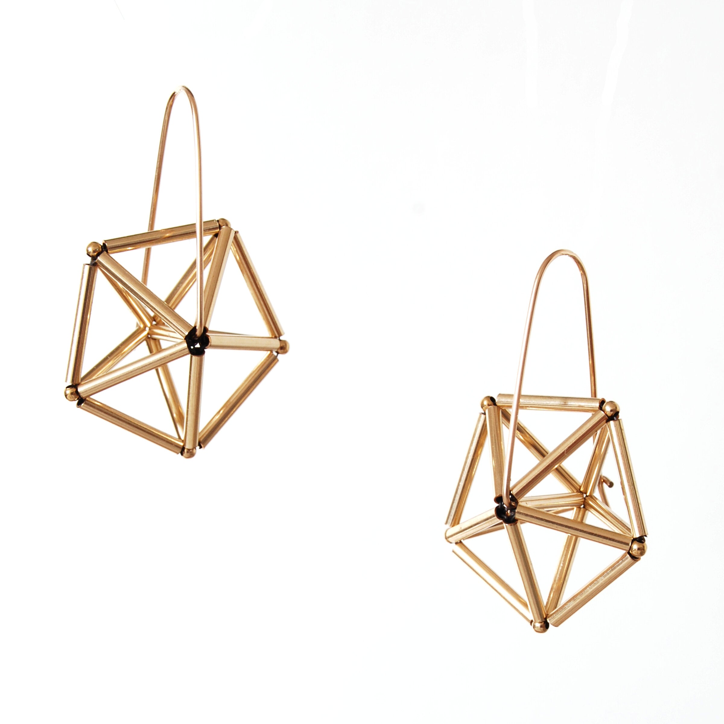 Gold Pentagon Earrings