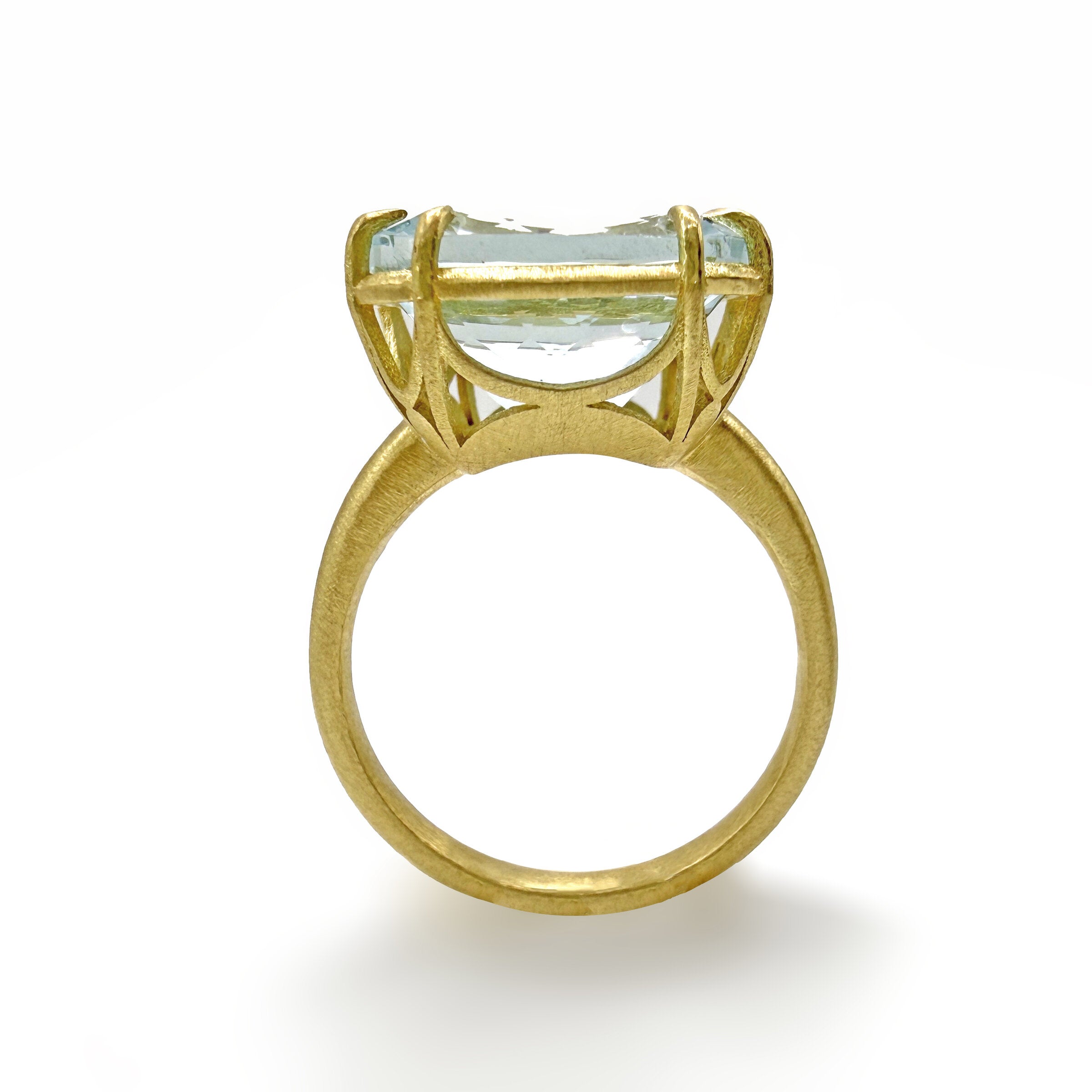 Cushion-Cut Aquamarine Aqueduct Ring