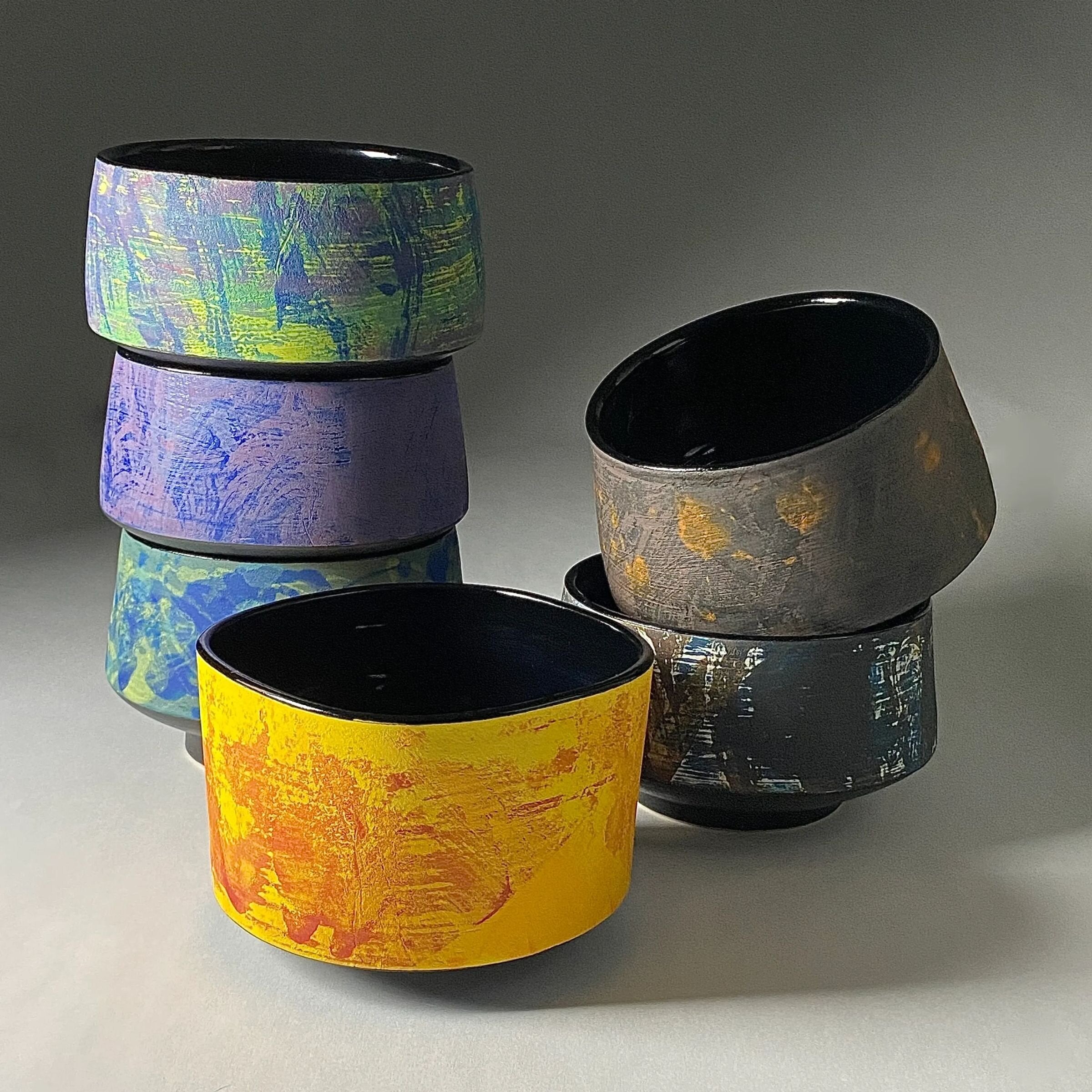 Painterly Tea Bowl in Coastline