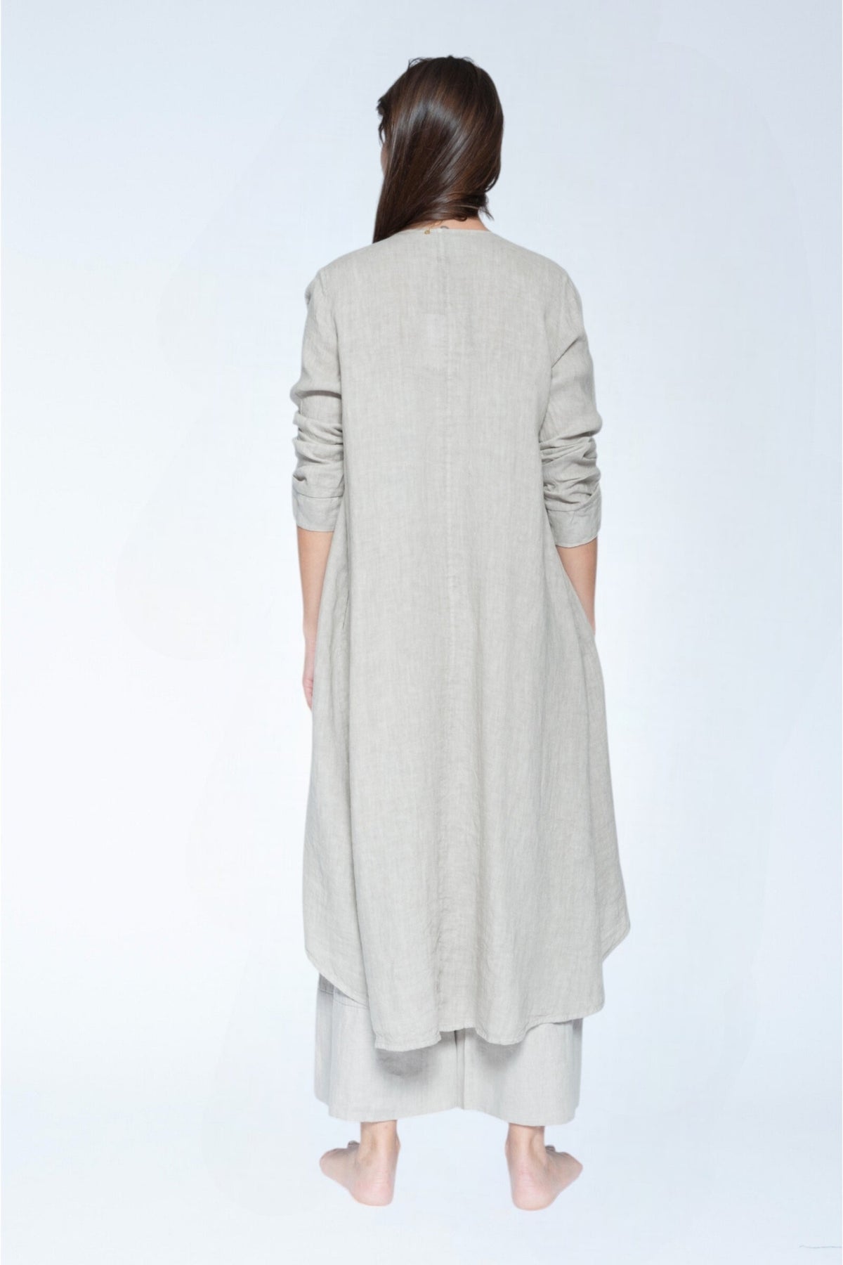 Draped Linen Duster