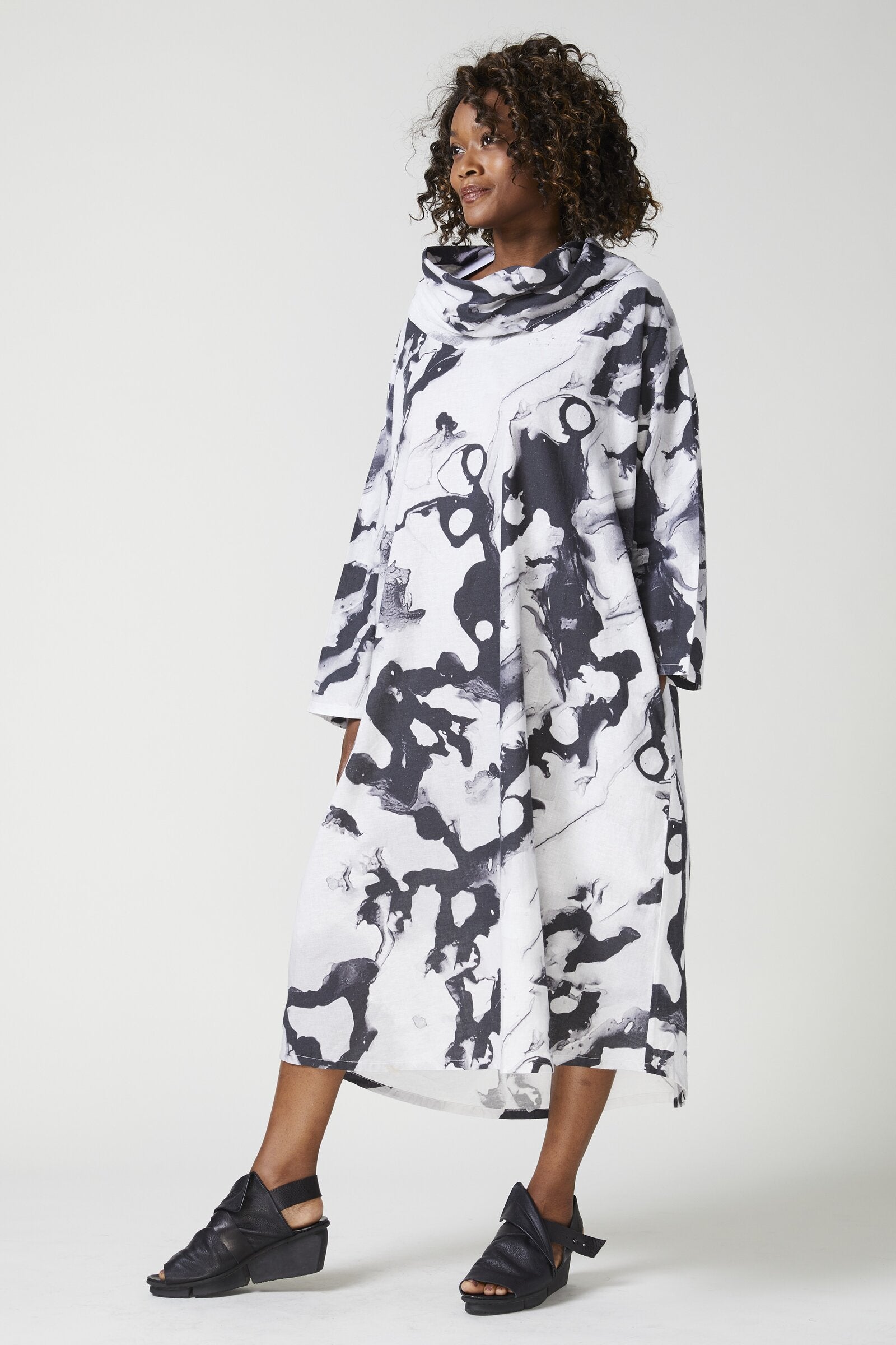 Long Sleeve Cowl Neck Dress
