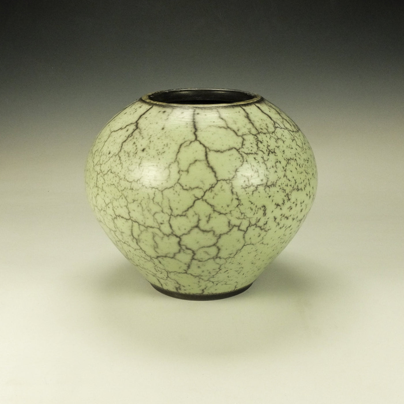 Round Green Naked Raku Pottery
