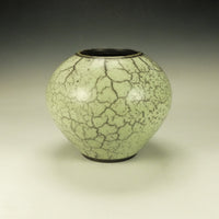 Round Green Naked Raku Pottery