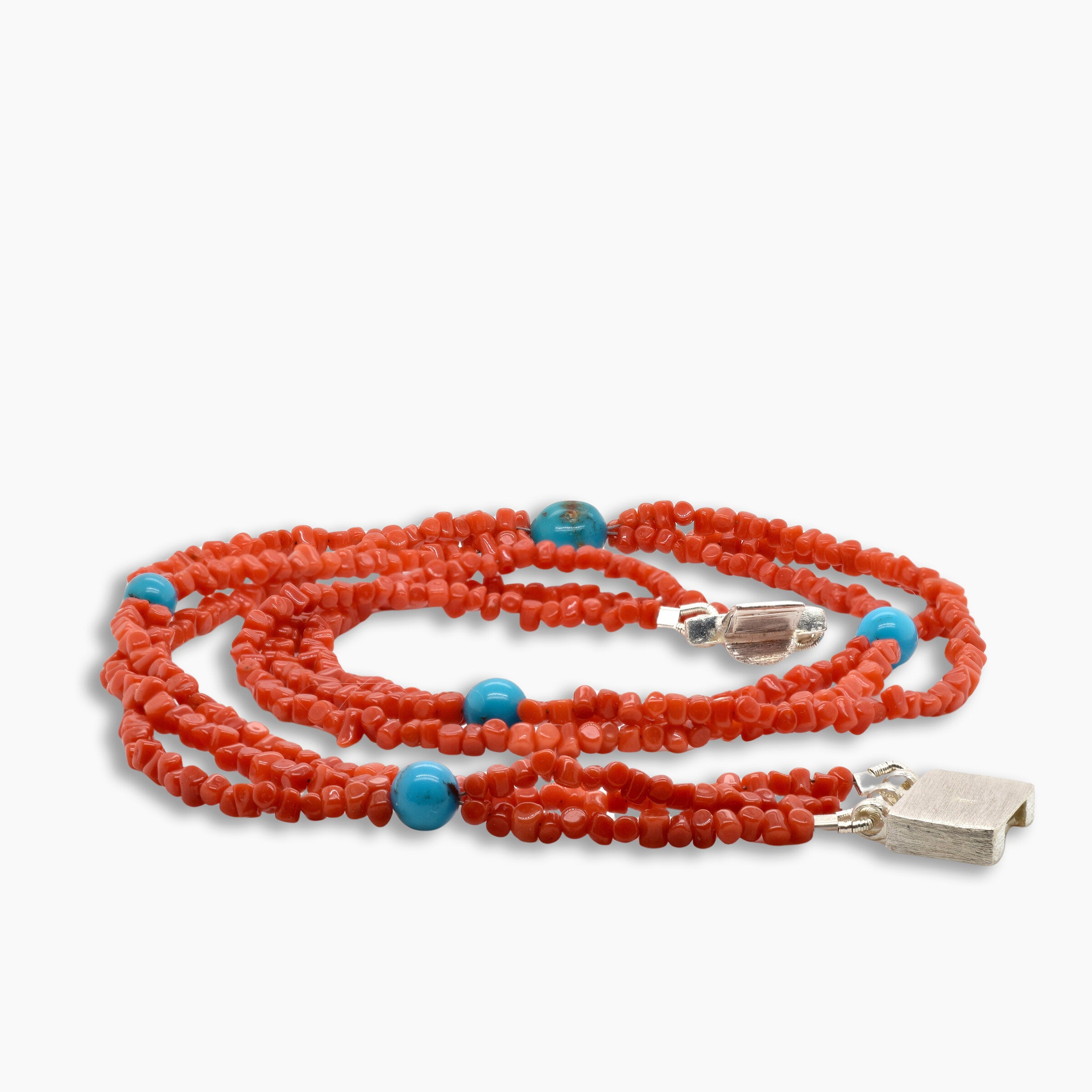 Coral & Turquoise Three-Strand Necklace