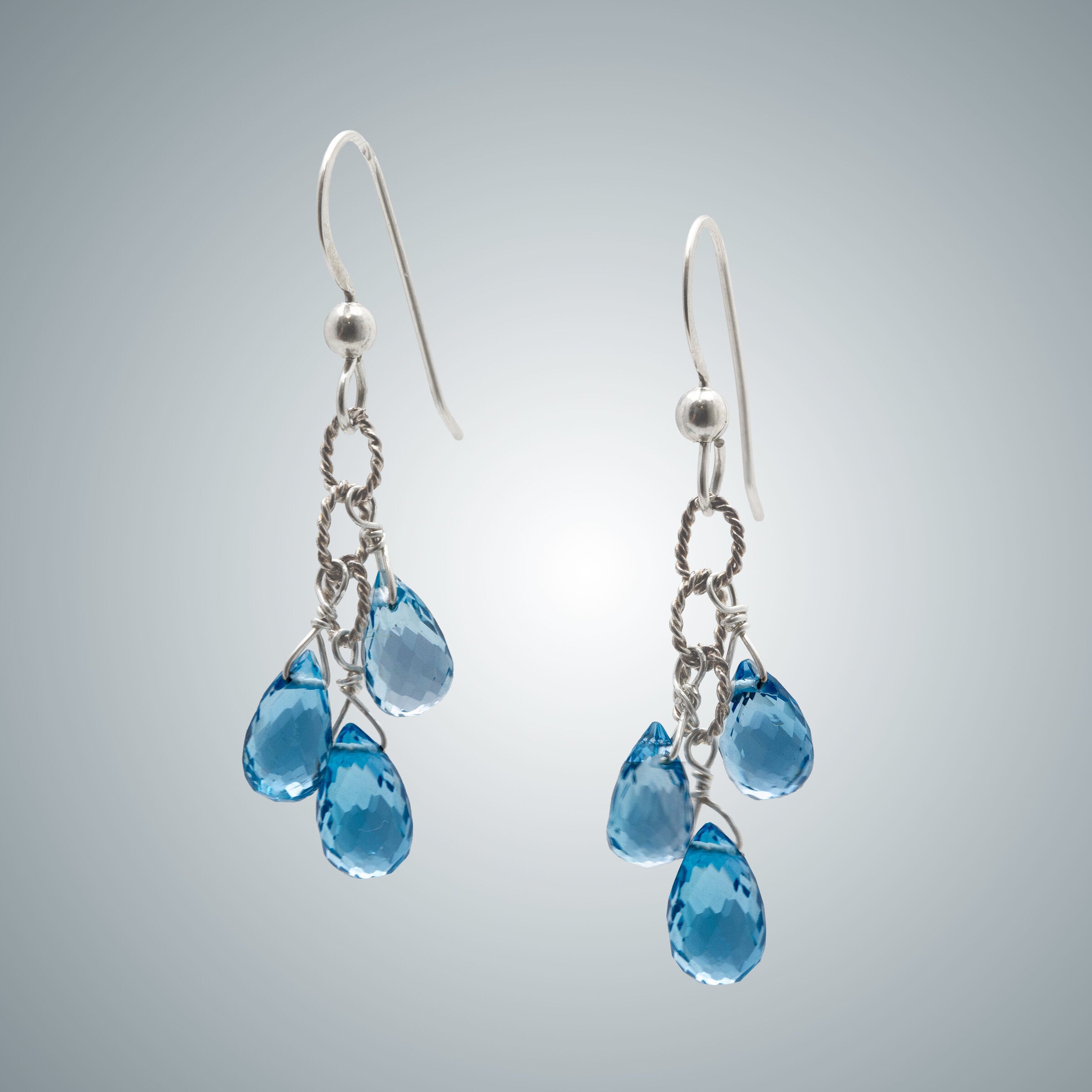 Faceted London Blue Topaz & Silver Earrings