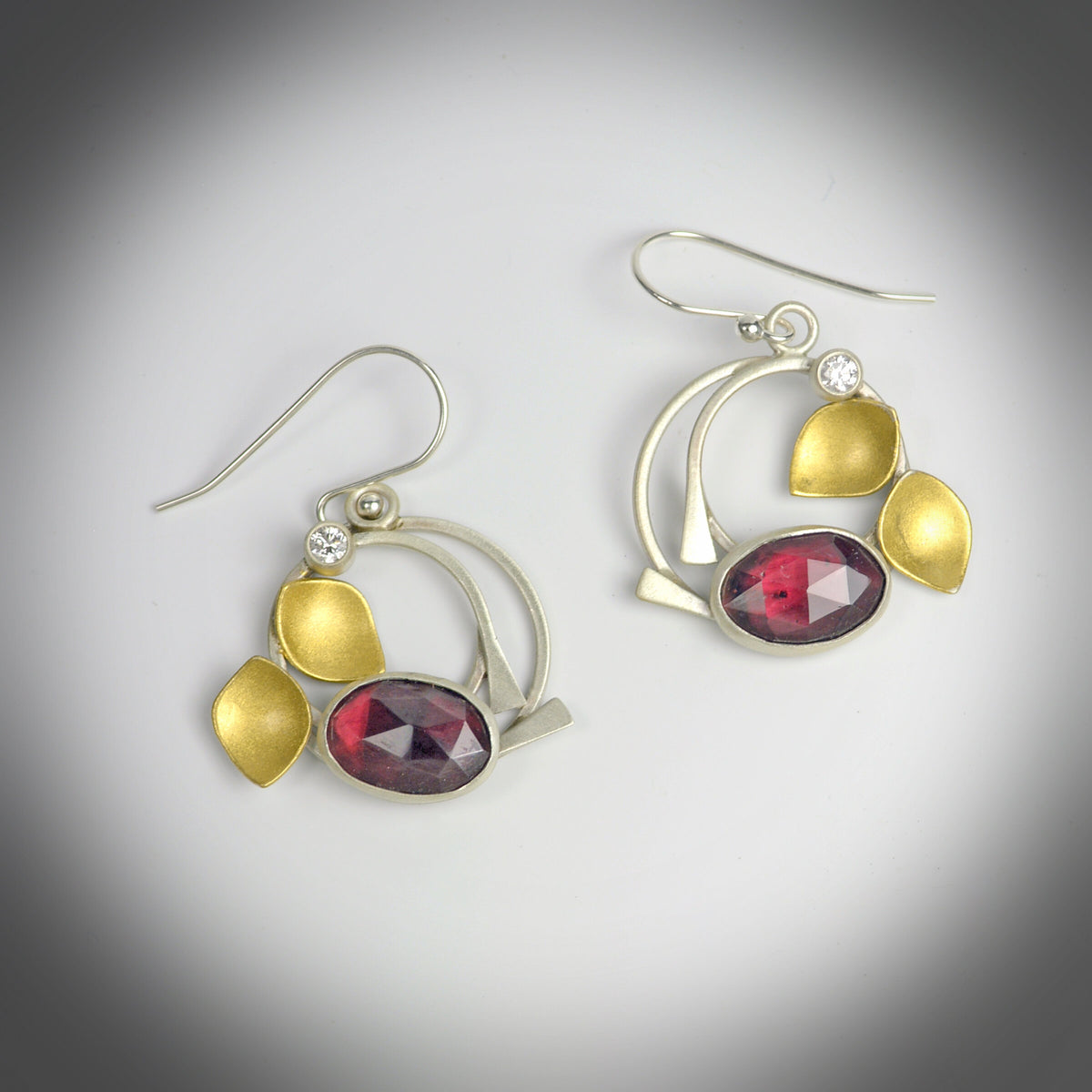 Golden Leaf Garnet Earrings