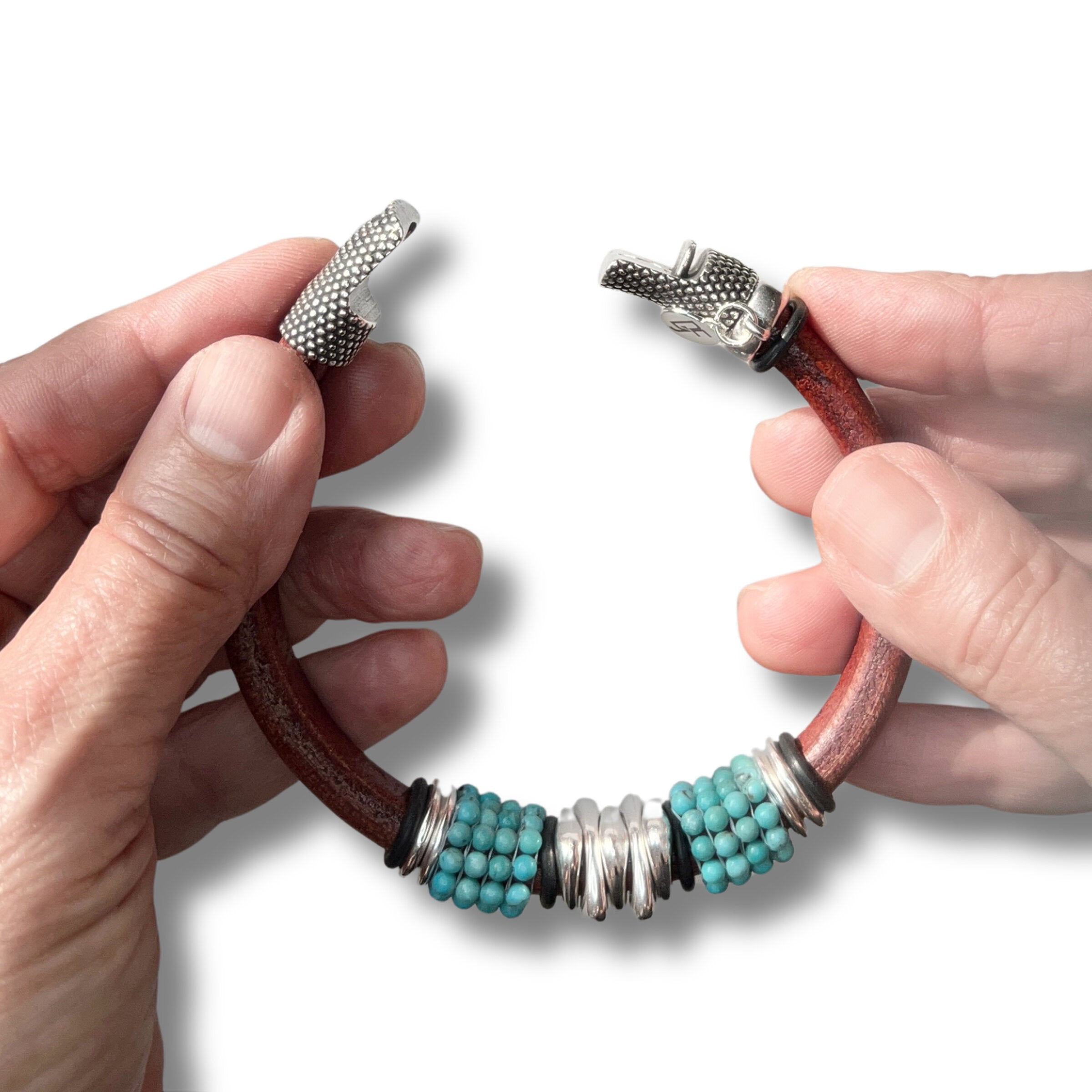 Kingman Turquoise Leather Bracelet