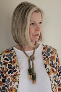 Gold & Sage Cluster Necklace
