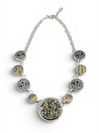 Pyrite & Gold Accent Hollow Necklace