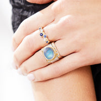 Moonstone Oval Cabochon Square Ring