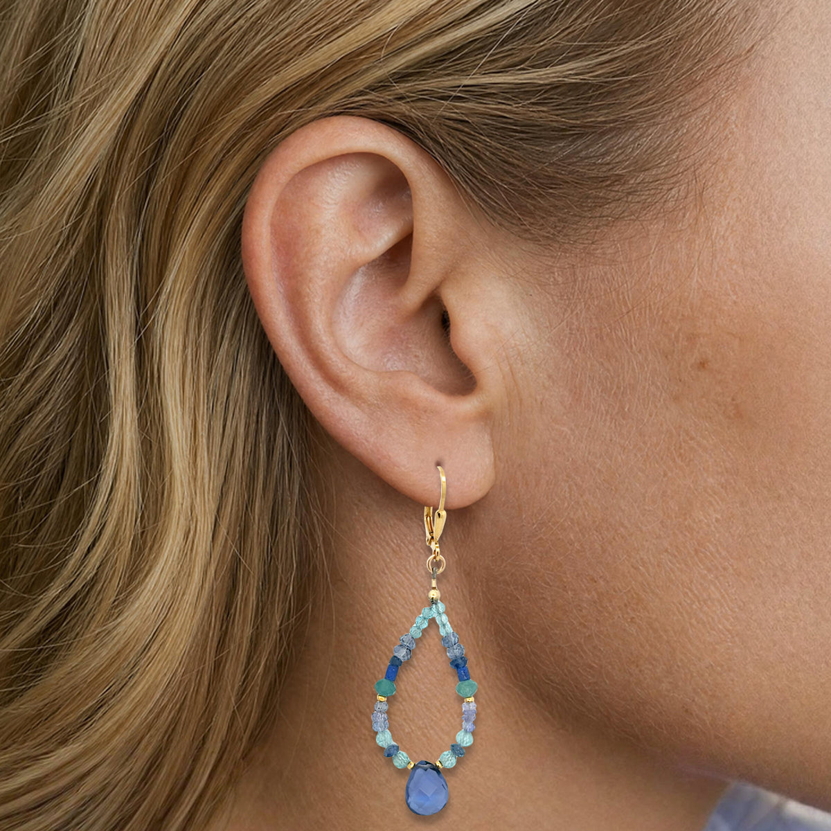 Iolite, Tanzanite & Gold Earrings