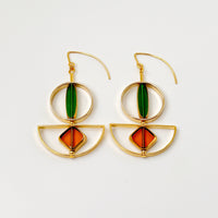 Green & Yellow Art Deco Earrings