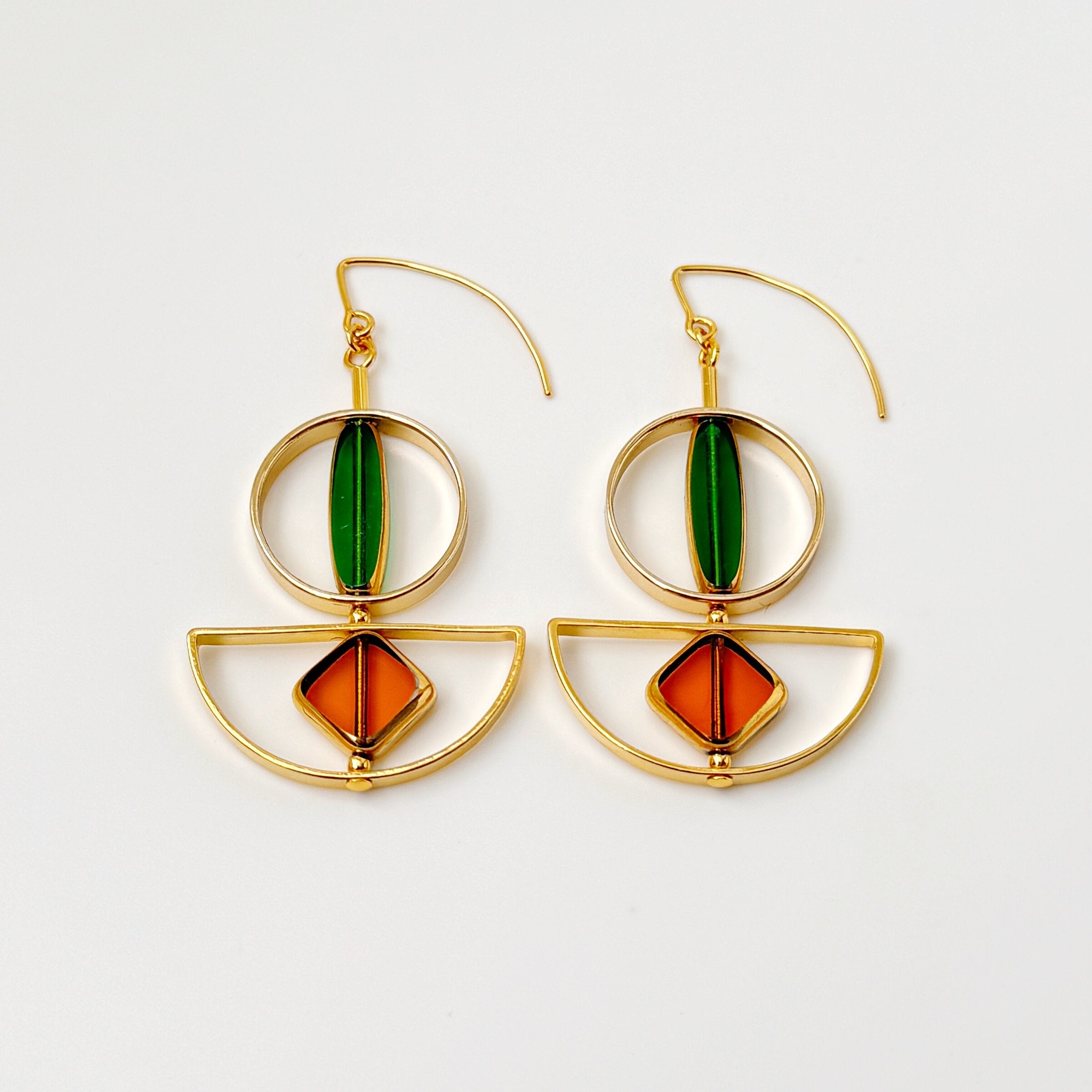 Green & Yellow Art Deco Earrings